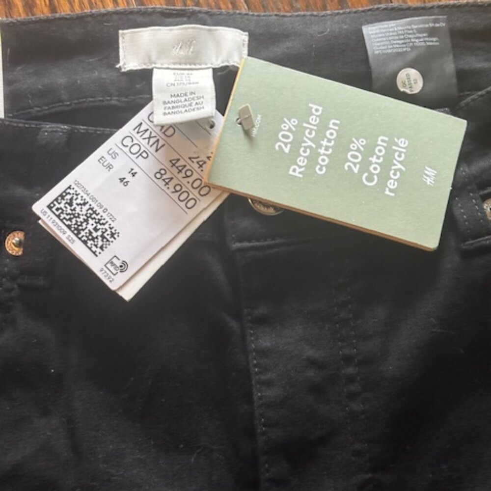H&M women's jeans black size 14 long skinny high waist